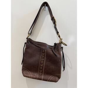 Coach Brown Pebbled Leather Whipstitch Hobo Bag – Brass Hardware